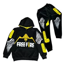 Conjunto Completo Pants Free Fire Con Sudadera Para Niños 