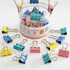 Prendedor 19mm Binder Clip Colorido Especial - Pote C/40 Pçs