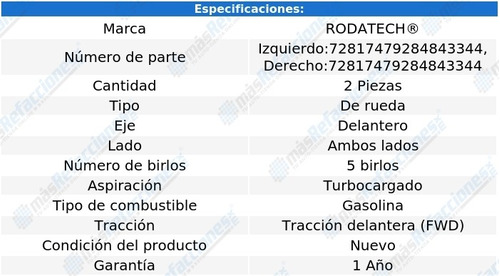 Par Mazas De Rueda Del Sonata L4 1.6l Fwd 15 Al 19 Rodatech Foto 2