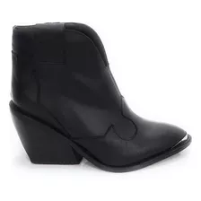 Botas Charros Texanas Cortas Cuero Negro Taco 7 Quica Calera