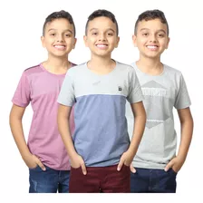 Kit 3 Camiseta Infantil Infanto Juvenil Masculino 