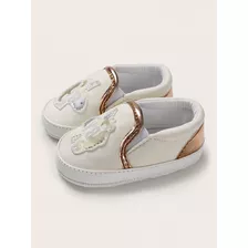 Zapatillas Bebé Slip-on Crema Detalles Metalicos Shein