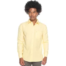 Camisa Social Amarelo Manga Longa Slim Fácil De Passar