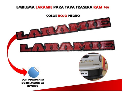 Emblema Para Cajuela Dodge Ram 700 Laramie 19-21 Rojo/negro Foto 2