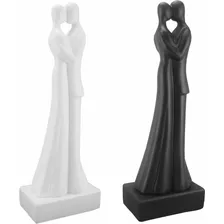 Estatueta Casal Beijo Estilizada -branco Ou Preto Oferta