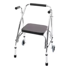 Andador Plegable C/2 Ruedas Y Asiento Cromado