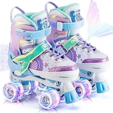 Patines Ajustables Multicolor De Sirena Para Niñas Con Luce