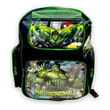 Mochila Escolar El Icreíble Hulk Verde Fuerte Y Calidad!+