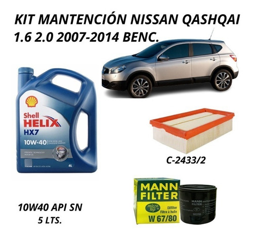 Kit Mantencin Nissan Qashqai 1.6 2.0 Bencineros 2007-2014  Foto 2