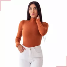 Cacharrel Blusa Feminina Manga Longa Inverno Frio Gola Alta 