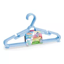 Kit 3 Cabides Infantil Colorido Plástico Cor A Escolher Cor Azul