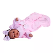 Roupa De Bebê Menina Macacão Saída Maternidade Glamour 4 Pçs