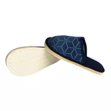 Pantufa Confortável Quente Masculina Macia Estampada Azul