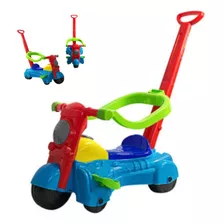 Carrinho De Passeio Moto Andador Baby Infantil Com Haste