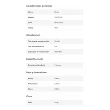 Aire Acondicionado Portátil 7000 Btu Recco