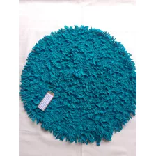Tapete Artesanal, Feito Em Crochê (70cm), Azul Turquesa.
