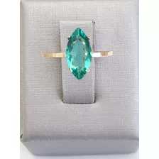 Anel Em Ouro 18k, Navete 6*12 Turm.paraiba Sintética 