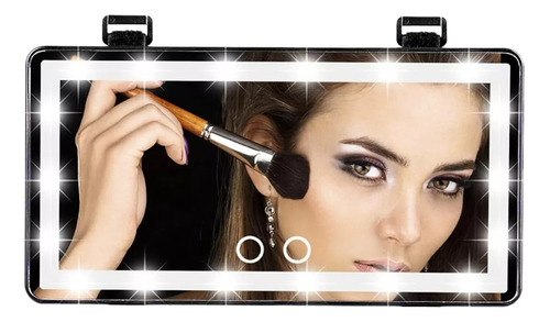 Espejo Maquillaje Parasol Carro Luz Led Recargable Tctil Foto 2