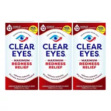 Clear Eyes Max Redness Relief Ojos Irritados X3 Unidades