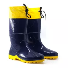 Bota Para Chuva Azul Com Amarra Leve Não Molha Galocha 