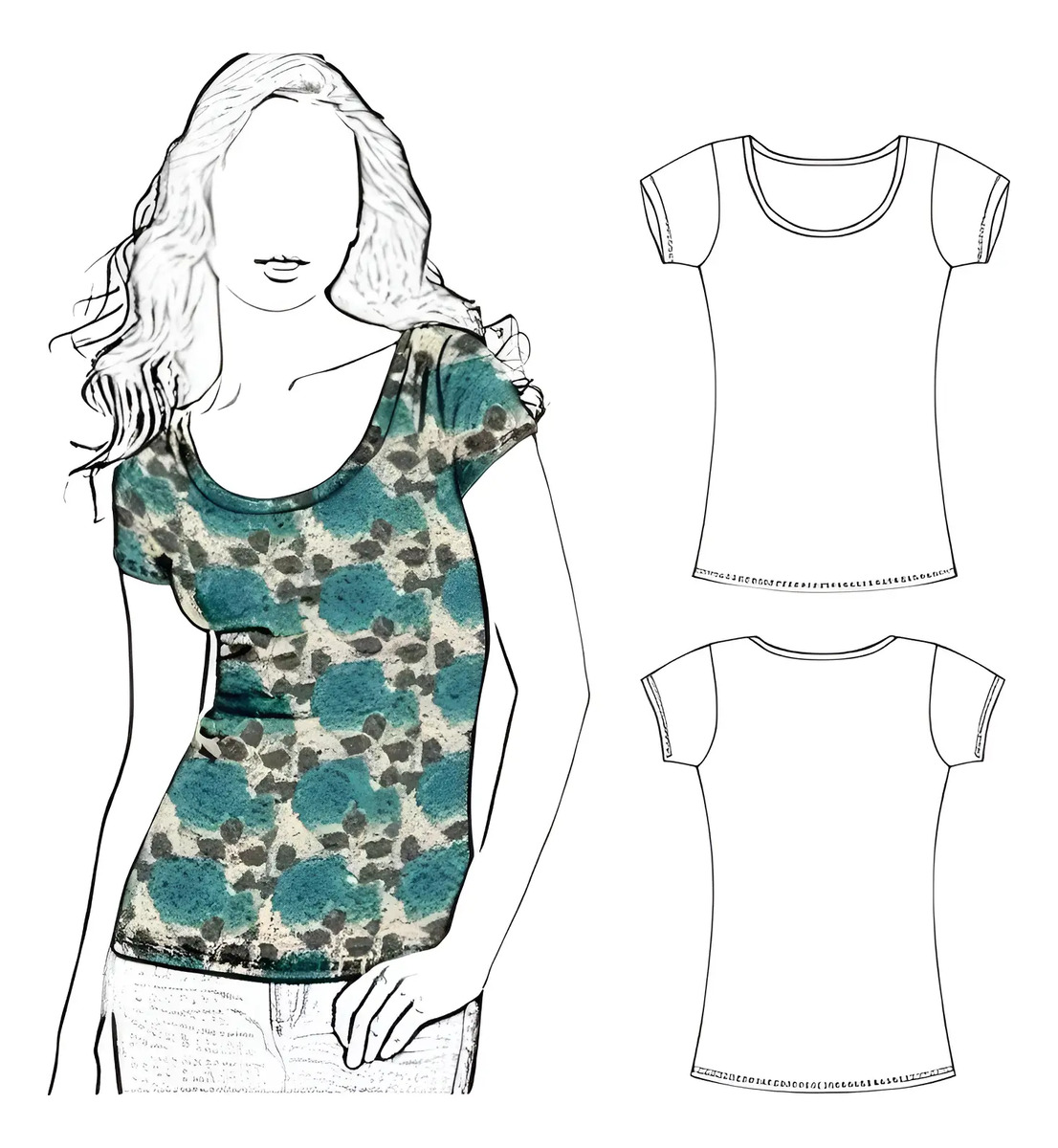 Moldería Textil Unicose - Remera Basica Mujer 1008