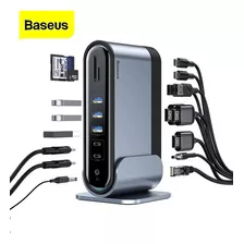 Adaptador De Computadora Baseus Dock Hub De 17 Puertos Usb-c Rj45 Sd