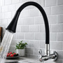 Torneira Gourmet Cozinha Pia Flexível Móvel 2 Jatos Parede Cor Preto Parede Fosco