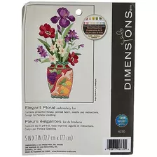 E Jarrón De Flores Kit Bordado Crewel, 5'' Ancho X 7''...