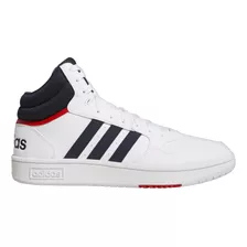 Tenis adidas Hoops 3.0 Mid Blanco Con Azul Para Caballero