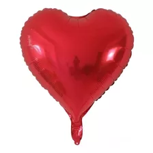 10 Unidades Balão De Coração Metalizado Vermelho 45cm Festa