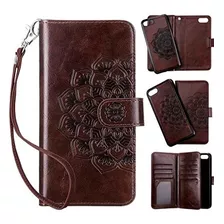 Funda Para iPhone 8 Plus Tipo Cartera Color Marron Oscuro