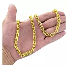 Corrente Cordão Banhado A Ouro 18k 10mm Cadeado Masculino