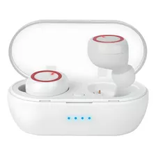 Fone De Ouvido In-ear Sem Fio Kapbom Ka-799 Branco E Vermelho Com Luz Led