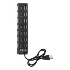 Hub 7 Portas Usb 2.0 Led C/ Chave Seletora Entrada P/ Fonte