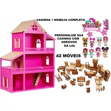 Casinha Infantil De Boneca Rosa Pink Mdf 42 Móveis Presente 