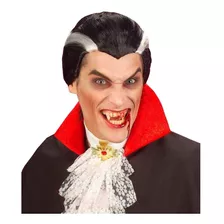 Peruca Drácula Preta Com Mechas Brancas Halloween (zw-70107)