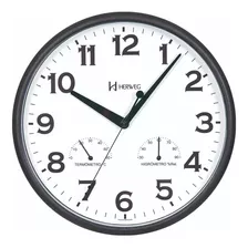 Reloj De Pared Negro Herweg De 26 Cm Con Termómetro Higrómetro Decorativo Para Sala De Estar, Cocina, Dormitorio, Balcón, Hogar, Tic-tac 660072