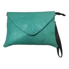 Bolso Mano Piel Cincelada Carteron Sobre Fino Dama Artesanal