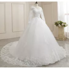 Vestido De Noiva Princesa Lindo Casamento Cauda Longa '03e'