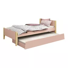 Cama Solteiro Auxiliar Embaixo Simba Rosa/natural - Reller