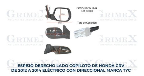 Espejo Crv 2012-12-2013-2014-14 Electrico C/direccional Ore Foto 10