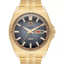 Relógio Orient Masculino Automático Dourado Três Estrelas Cor Do Fundo Grafite