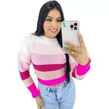 Cropped Blusa Feminina Trico Pimenta Doce Inverno