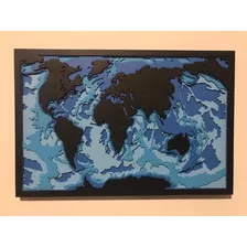 Quadro Mapa Decorativo Em Camadas Alto Relevo 3d