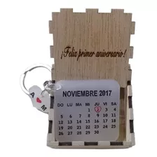 Llavero Tipo Calendario Personalizado Con Cajita De Madera