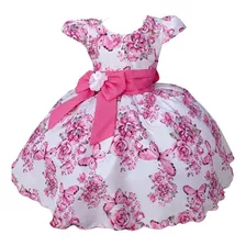 Vestido Infantil Branco Jardim Das Borboletas C/ Broche