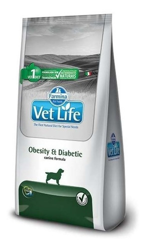 Alimento Vet Life Natural Canine Obesity & Diabetic Para Perro Adulto Todos Los Tamaños Sabor Mix En Bolsa De 10.1kg