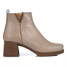 Botas De Cuero Citadina Mujer Taco Separado Liviana Bellfast