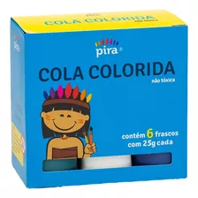 Kit De Cola Colorida Com 6 Cores 25g Piratininga Cor Colorido