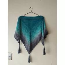 Chal Triangular Tejido En Transición Lenta A Crochet 